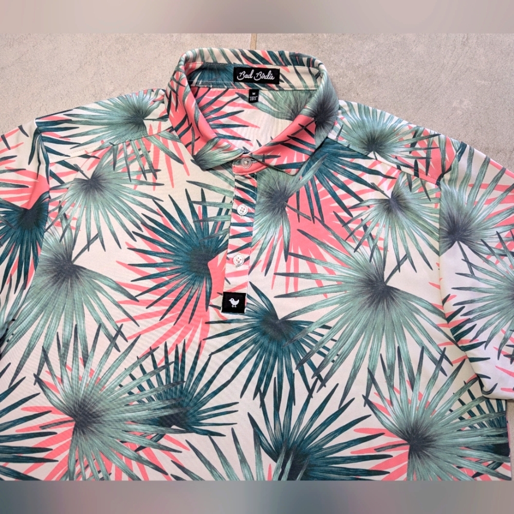 Bad Birdie Medium Golf Polo Shirt Floral Print